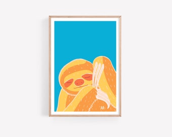 Sloth Art Print A5/A4/A3 Original Colourful Wall Art