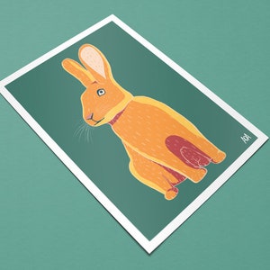 Stampa artistica di coniglio A5/A4/A3 Arte da parete colorata originale immagine 3
