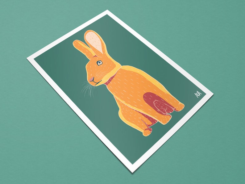 Stampa artistica di coniglio A5/A4/A3 Arte da parete colorata originale immagine 3