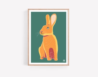 Rabbit Art Print A5/A4/A3 Original Colourful Wall Art