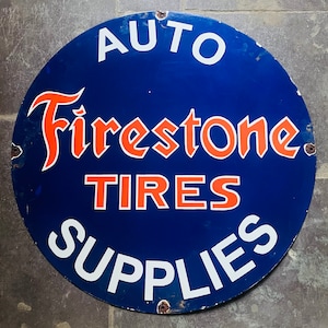 Auto Firestone Tires Supplies Antique Vintage Porcelain Advertising Esmalte Sign/ Plate