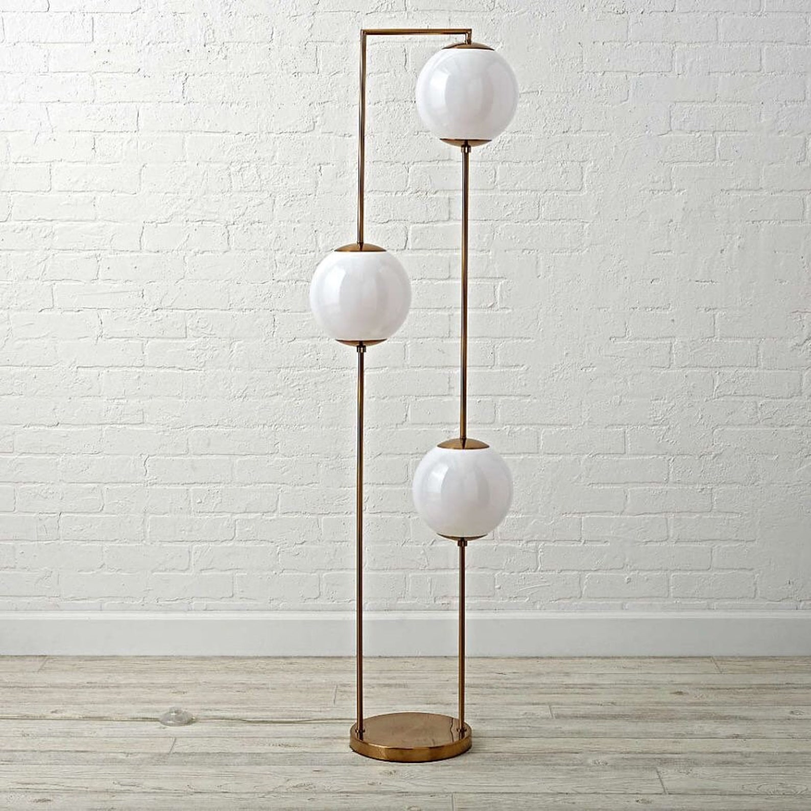 Midcentury Brass & 3 Glowing Opaline Glass Orbs Floor Lamp - Etsy