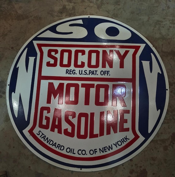 レトロ看板☆ SOCONY ソコニー 両面看板 揮発油 コレクション Socony