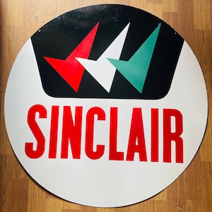 Double Sided Sinclair Antique Vintage Porcelain Advertising Enamel Sign