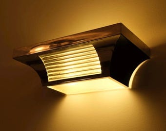 Antique Art Deco Skyscraper Nickel Brass & Glass Rod Ship Light Wall Sconce Lamp