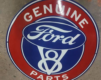 Forc V8 Genuine Parts Vintage Porcelain  enamel Advertising Enamel Sign board gas oil