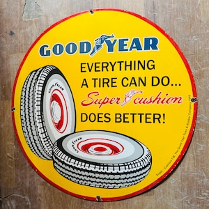 Vintage porcelain enamel Good year Tires 30 inch double sided advertising sign board