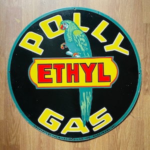 Polly Ethyl Gas Advertising Antique Vintage Porcelain Enamel Sign