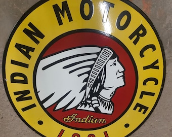 Indian  motorcycle 1901 30 Vintage Porcelain  enamel Advertising Enamel Sign board gas oil