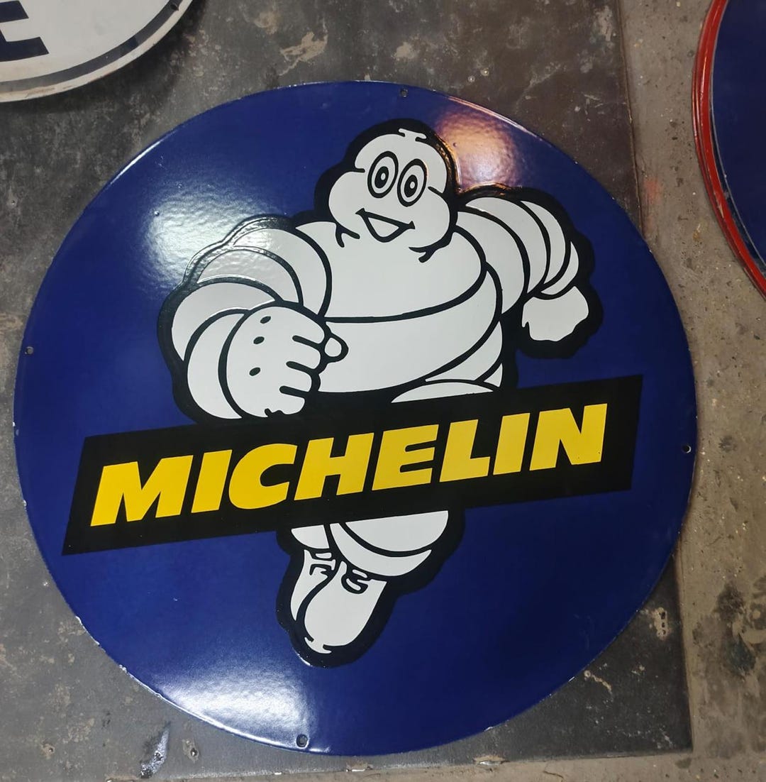 Vintage Porcelain Enamel Michelin 30 Inch Single Sided Advertising Sign ...