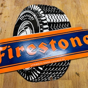 Vintage porcelain enamel Firestone 36x30 inch single sided advertising sign board