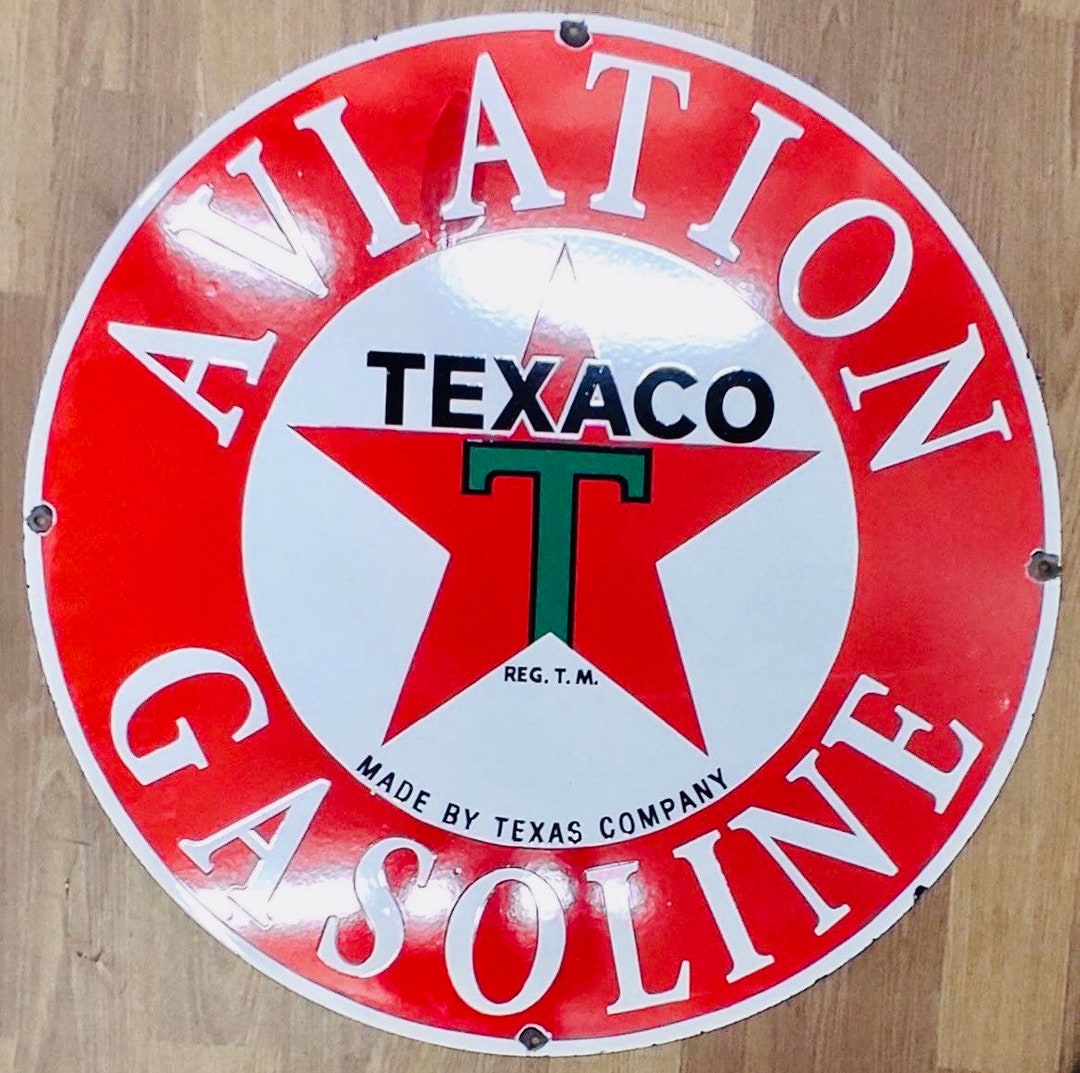 Antique Vintage Texaco Aviation Gasoline Single Sided Original ...