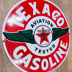 Antique Vintage Texaco Aviation Gasoline Single Sided Advertising ...