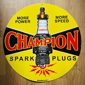 Champion Spark Plugs Vintage Enamel Advertising Porcelain Sign