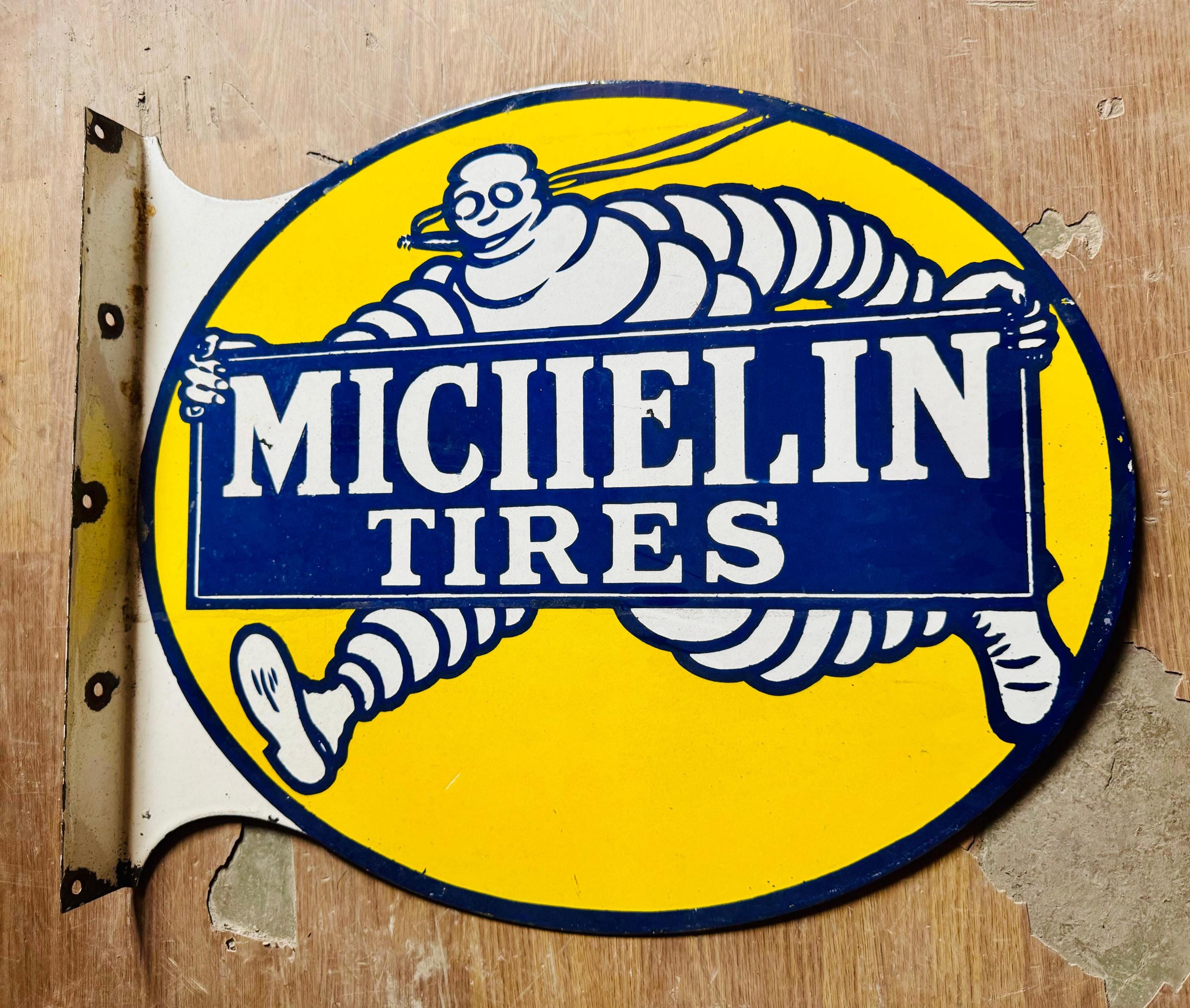 MICHELIN X RADIAL ブリキ看板 ビンテージ　80×60 Rare Michelin Tires 23x19 Inches Vintage Enamel Double Sided