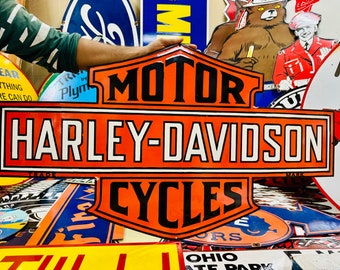 Rare Harley Davidson Motorcycles Vintage Antique Porcelain Advertising Enamel Sign