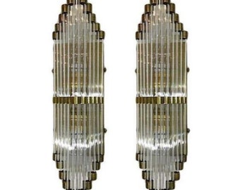 Par rascacielos Vintage Art deco luz lámpara vieja apliques de pared accesorio latón y varilla de vidrio luz de barco antiguo