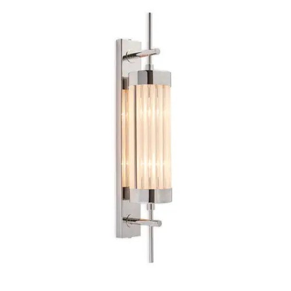 Art Deco Brass & Glass Rod Wall Light Wall Sconce In Chrome Finish