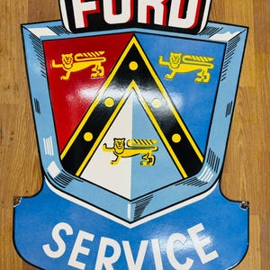 Vintage porcelain enamel ford service 45x32 inch single sided advertising sign board