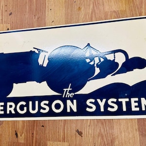 Vintage porcelain enamel The Ferguson System 36x18 inch single sided  advertising sign board