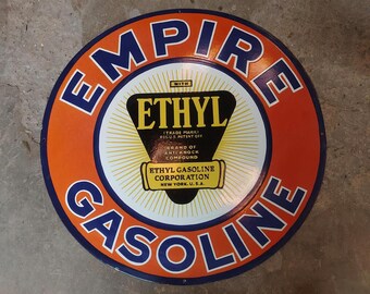 Vintage porcelain enamel Empire Ethyl Gasoline 30 inch single sided  advertising sign board