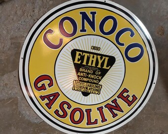 Conoco Gasoline Vintage Porcelain  enamel Advertising Enamel Sign board gas oil