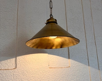 Antique Vintage Art deco brass glass rod Ceiling Hanging Chandelier Lamp Light