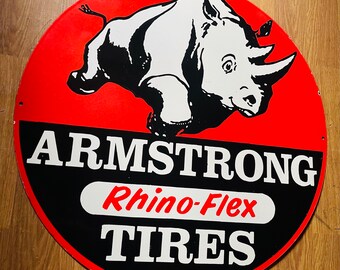 Vintage Armstrong Rhinoflex Tires Enamel Advertising Porcelain