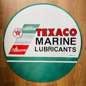 Texaco Marine Lubricants Vintage Enamel Advertising Porcelain Sign