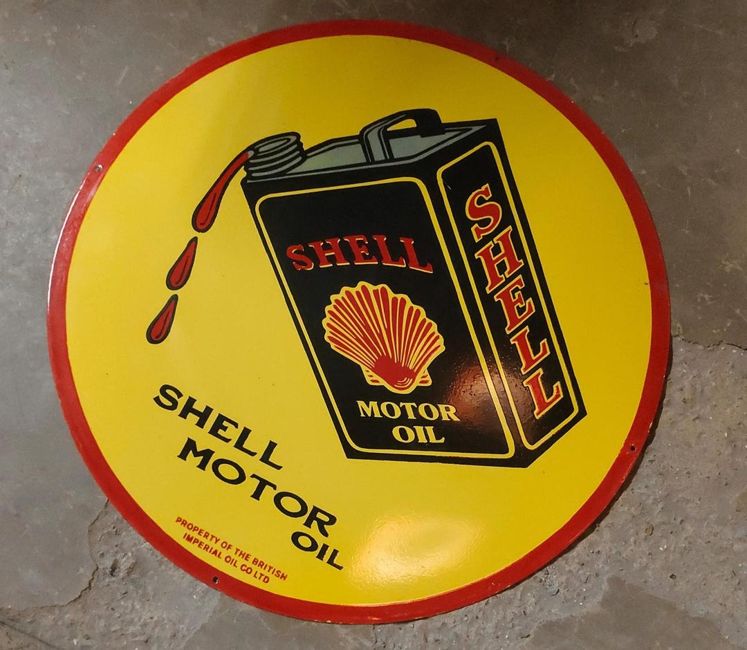 Vintage Porcelain Enamel Shel Motor Oil 30 Inch Single Sided ...