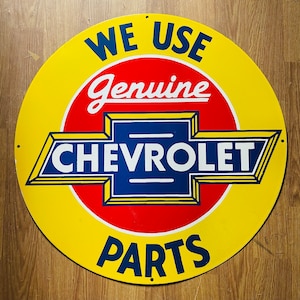 Chevrolet Genuine Parts Vintage Enamel Advertising Porcelain Sign