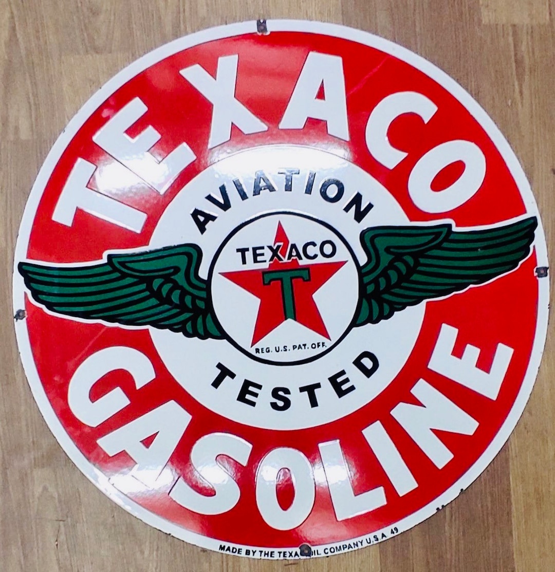Antique Vintage Texaco Aviation Gasoline Single Sided Advertising ...
