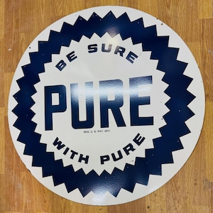Vintage porcelain enamel Pure 42 inch double sided advertising sign board