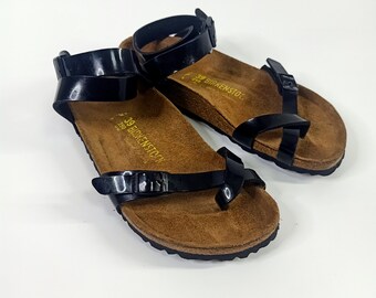 Birkenstock YARA Sz 39 L8M6 Black Strap Women Summer Sandal Narrow Width