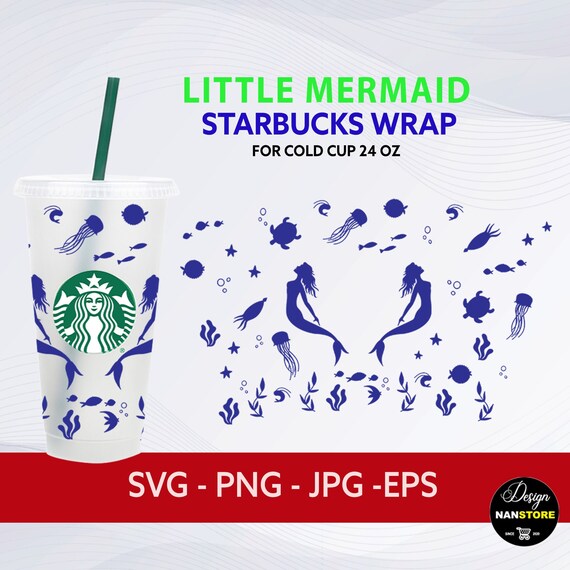 Download Mermaid Starbucks Cup Wrap SVG Marine Sea Animals ...