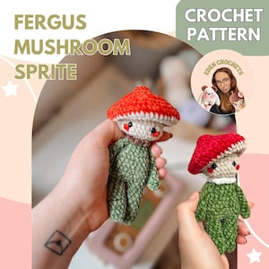 Patron au crochet champignon sprite, peluche Fergus Amigurumi (Patron PDF)