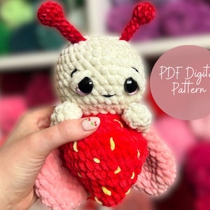 PATTERN ONLY Strawbuggy Bug Baby Crochet Amigurumi English Pattern US Terminology Strawberry Bug Plushie Pattern, Plush Toy