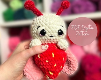 MODELLO SOLO Strawbuggy Bug Baby Crochet Amigurumi Modello inglese US Terminologia Strawberry Bug Plushie Pattern, Peluche