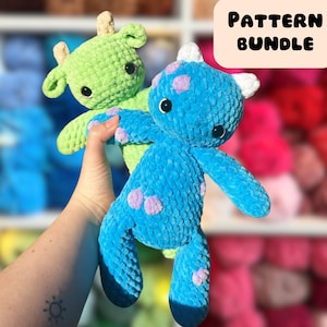 2 in 1 PATTERN ONLY Baby Monsters | Crochet Amigurumi Pattern | English US Terminology | Cuddly Plushie Toy | Beginner Friendly