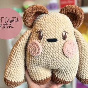 PATTERN ONLY Huggie Bear Crochet Amigurumi English Pattern US Terminology, Teddy Bear Plushie Pattern, Plush Toy image 1