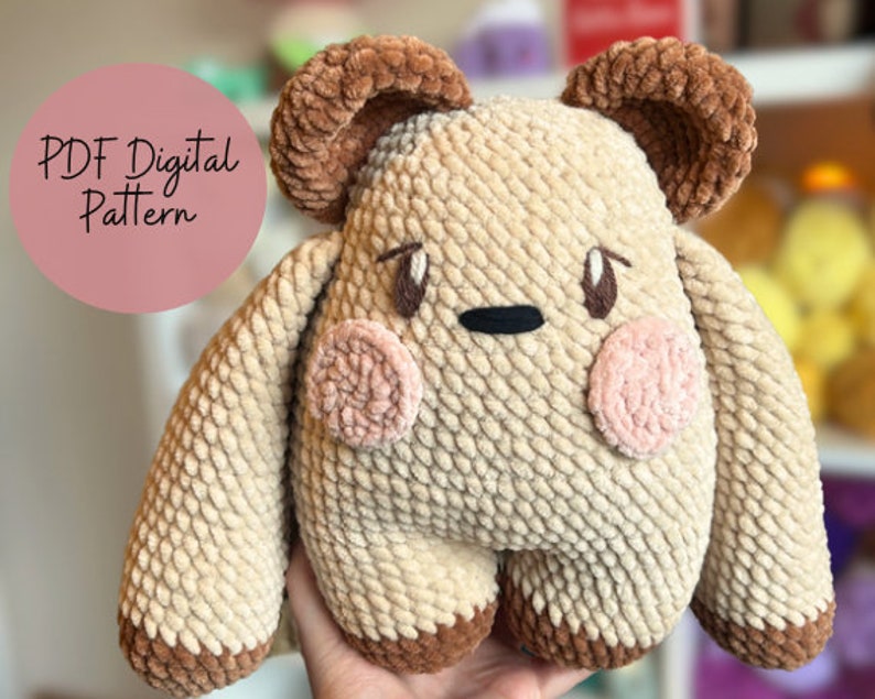 PATTERN ONLY Huggie Bear Crochet Amigurumi English Pattern US Terminology, Teddy Bear Plushie Pattern, Plush Toy image 1