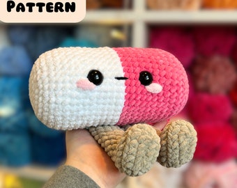 PATTERN ONLY Piper The Pill Pal Crochet Amigurumi English Pattern US Terminology Medical Plushie Pattern, Plushie Toy with Legs