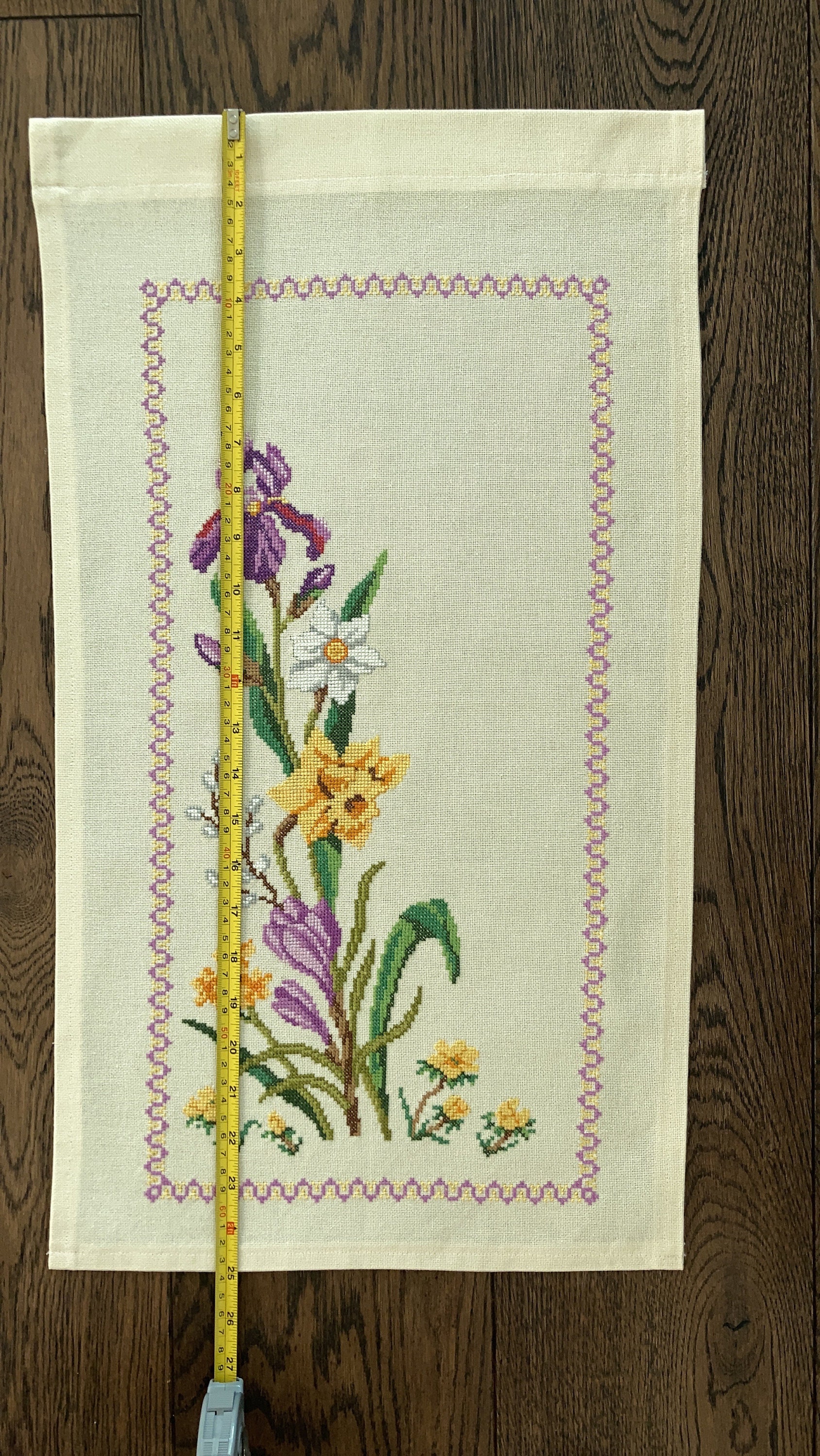 Cross Stitch Handmade Wall Hanging Wall Decor Vintage Floral Hand