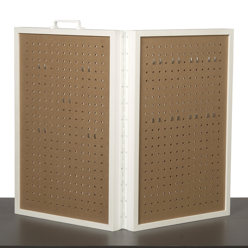 White Folding Portable Pegboard Display Case Etsy