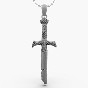 Broken Sword Necklace Sterling Silver Pendant | Medieval Viking Style Jewelry for Men and Women | Norse Fantasy Gift