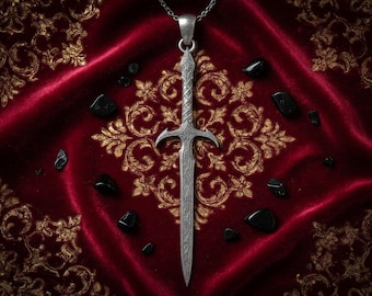 Sterling Silver Elven Sword Pendant Necklace: Fantasy Warrior Amulet