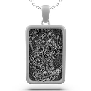 Samurai Warrior Pendant Necklace - Japanese Bushido Armor Art in Solid Silver, Unique Handcrafted Samurai Jewelry for Men and Women
