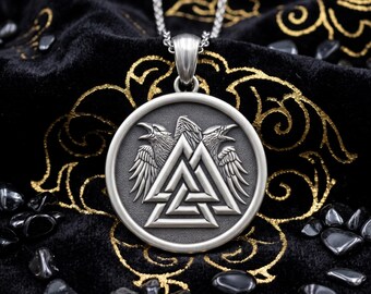 Collana Valknut con corvo in argento sterling: gioielli vichinghi norreni