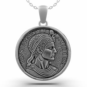 Ancient Roman Coin Necklace | Double Sided Silver Pendant | Emperor & Eagle Sword Relief