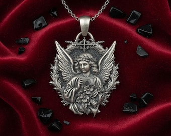 Silver Guardian Angel Necklace – Religious Winged Angel Pendant for Men and Women